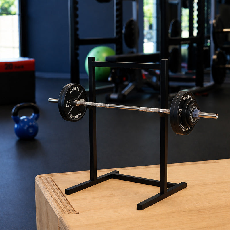 Squat Mini Rack The Mini Squat Rack | Stainless Steel Model Barbell + PR Tracker – Mini ...